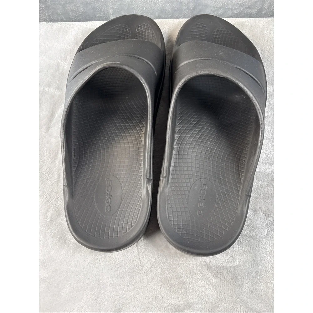 OOFOS OOahh Slides Mens Size 13 Black Comfort Sport Recovery Sandals Athleisure